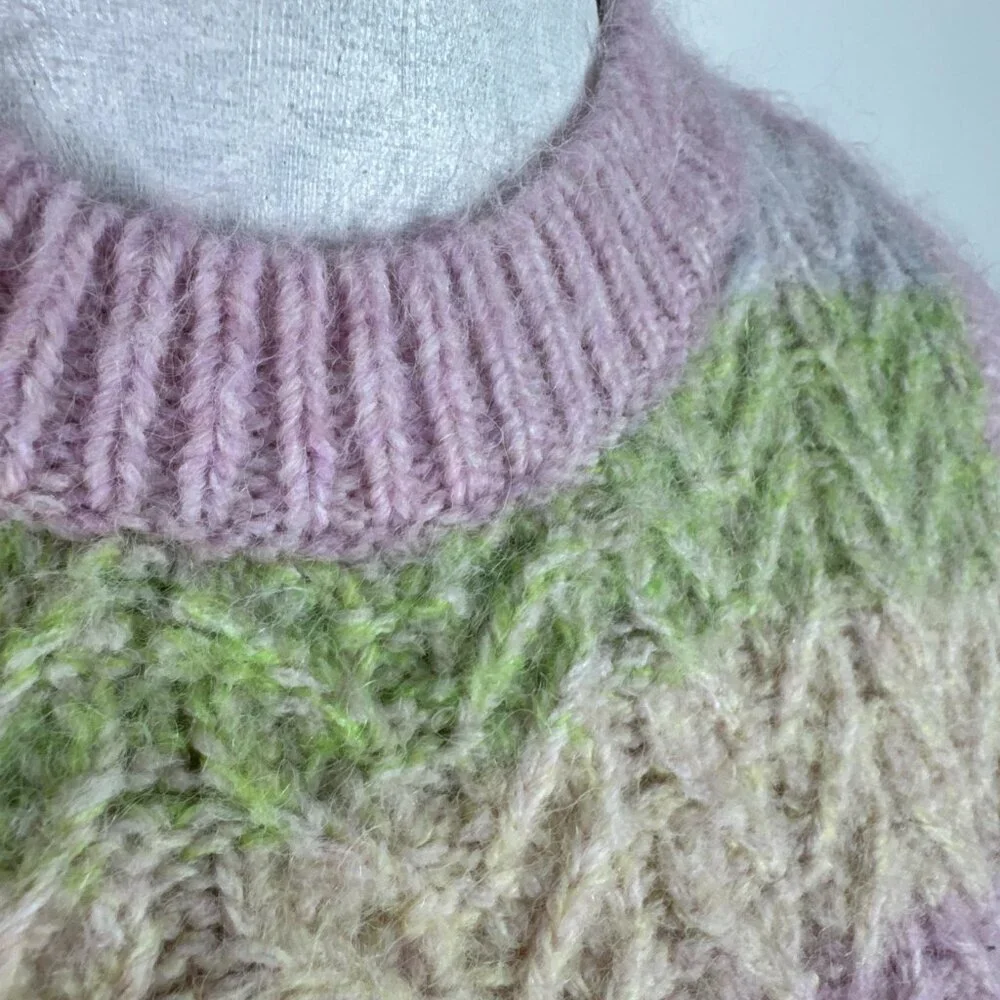 Zara Women's S Sweater Vest Pink Multi Pastel Touch Wool & Alpaca EUC‎